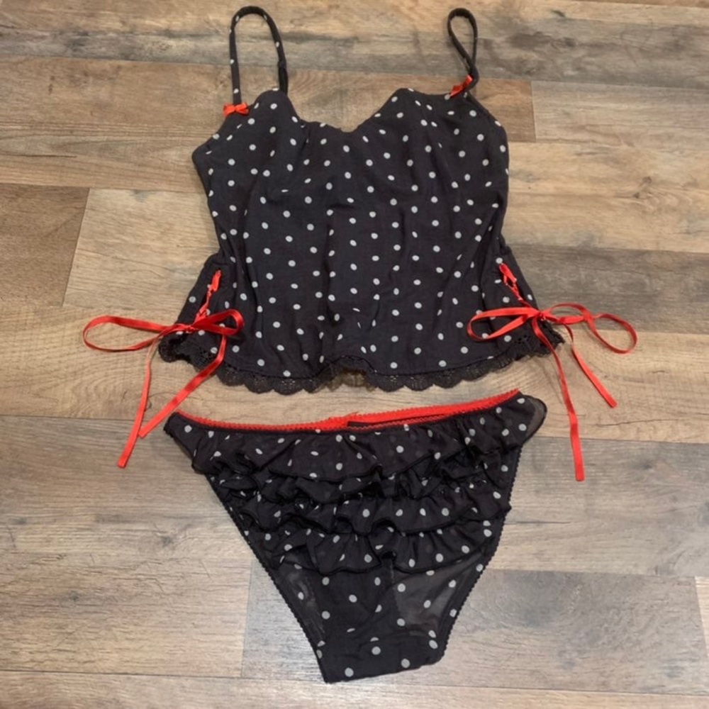 Victoria Secret Vintage polka dot corset top and bottom